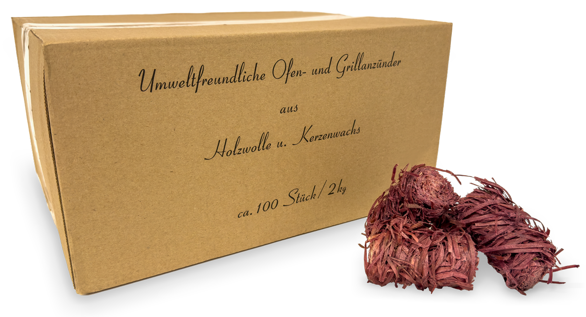 Umweltfreundliche Ofen- und Grillanzünder aus Holzwolle und Kerzenwachs